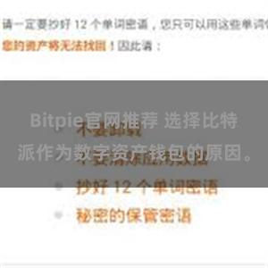 Bitpie官网推荐 选择比特派作为数字资产钱包的原因。