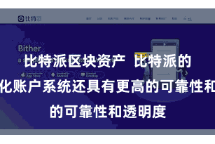 比特派区块资产  比特派的去中心化账户系统还具有更高的可靠性和透明度